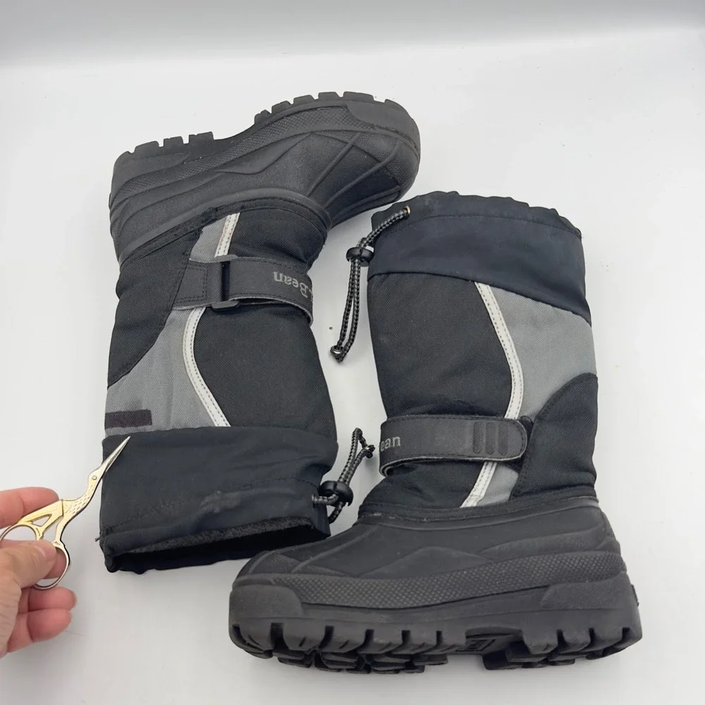 LL Bean Kids Snow Boots Black Grey Waterproof Insulated 11 Winter Outdoor 238064